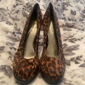 Worn in Bamboo cheetah high heels